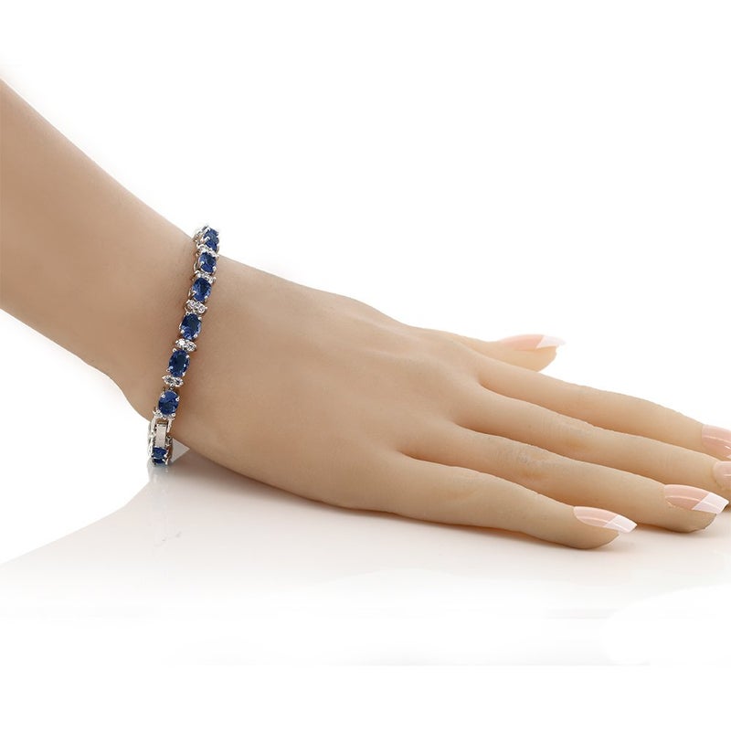 Gem Stone King 20.00 Ct Gorgeous Oval and Round 7 Inch Sparkling Cubic Zirconia CZ Tennis Bracelet For Women - Image 2